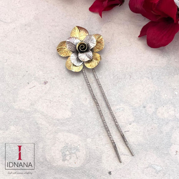 DUAL TONE TEXTURED (VEINS) ROSE JHURA PIN