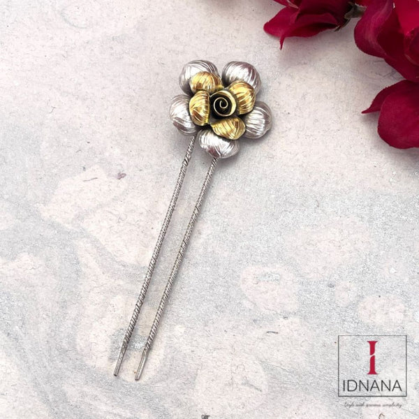 DUAL TONE TEXTURED ROSE JHURA PIN