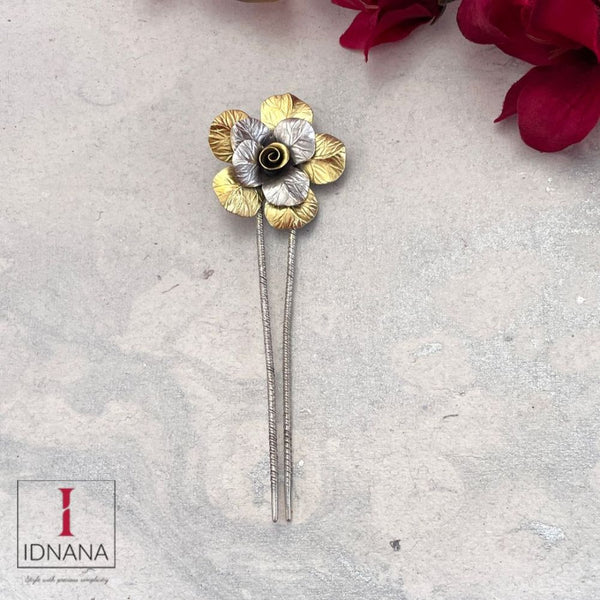 DUAL TONE TEXTURED (VEINS) ROSE JHURA PIN