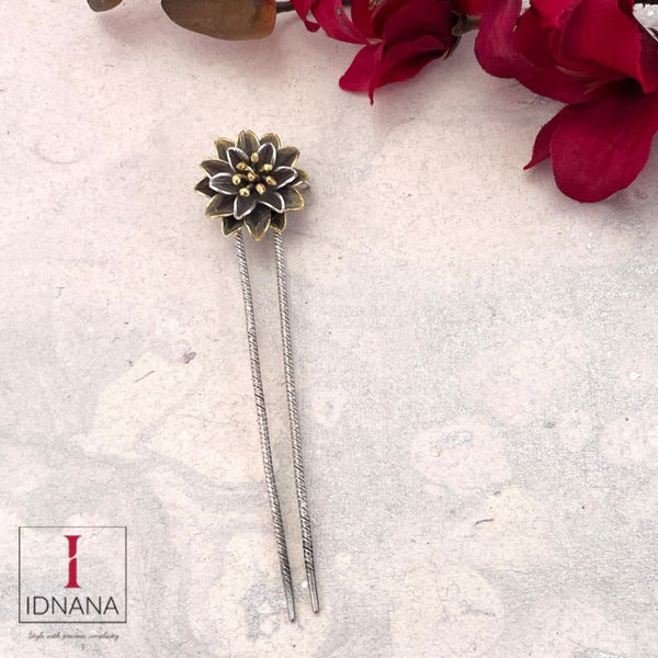 DUAL TONE FLORAL JHURA PIN