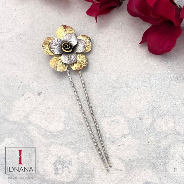 DUAL TONE TEXTURED (VEINS) ROSE JHURA PIN