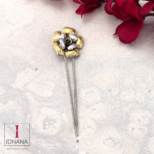 DUAL TONE DOTTED ROSE JHURA PIN