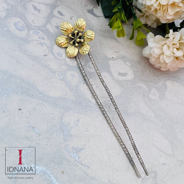 DUAL TONE FLORAL JHURA PIN