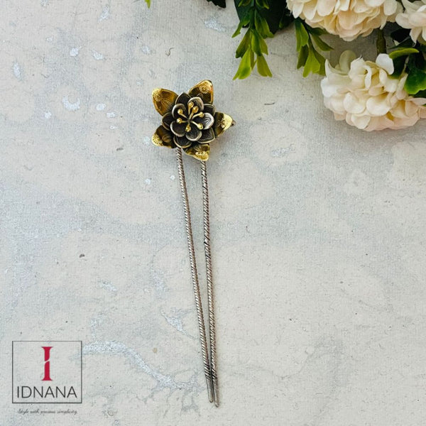 DUAL TONE FLORAL JHURA PIN