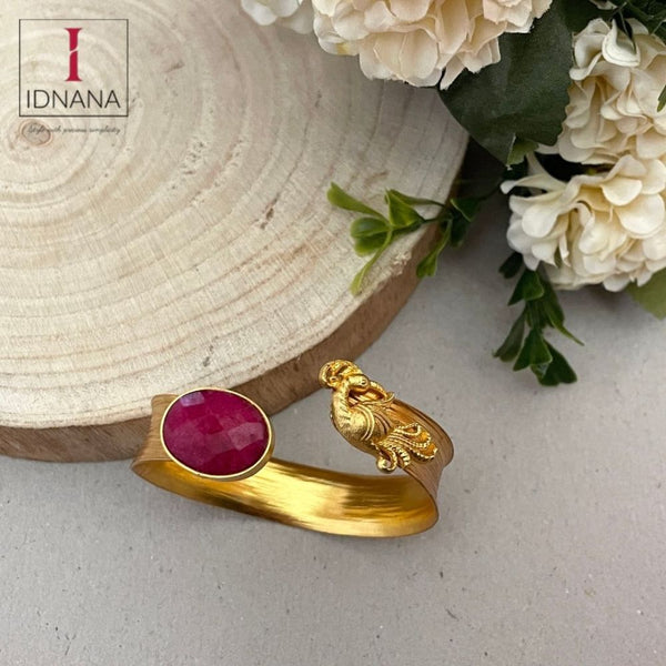 GOLD PLATED FACETED RUBY NAKASH PEACOCK HANDCUFF