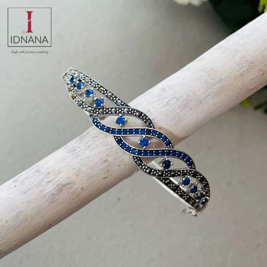 BLUE MARCASITE BANGLE (PAIR SIZE 2.4) OPENABLE