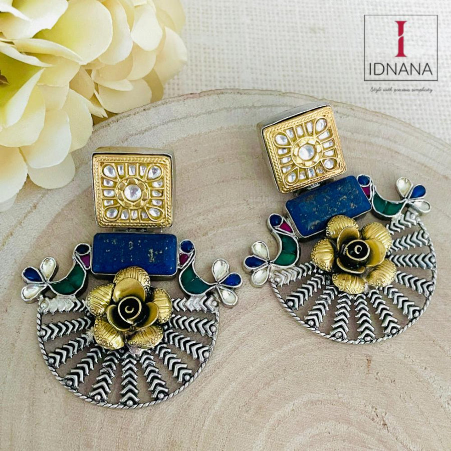 DUAL TONE LAPIS LAZULI WHITE KUNDAN ROSE BLUE PINK GREEN KUNDAN CHANDBALIS