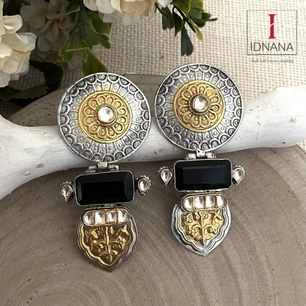 DUAL TONE BLACK ONYX KUNDAN EARRINGS