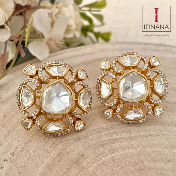 GOLD PLATED MOISSANITE CUBIC ZIRCONIA STATEMENT STUDS