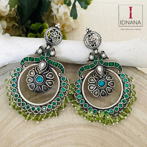 GREEN WHITE KUNDAN PERIDOT DROP GREEN MARCASITE TURQUOISE PEACOCK CHANDBALIS