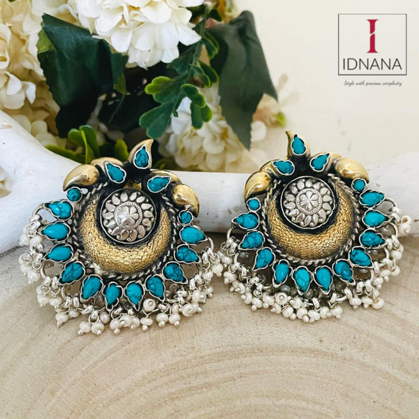 DUAL TONE TURQUOISE PEARL CHANDBALIS