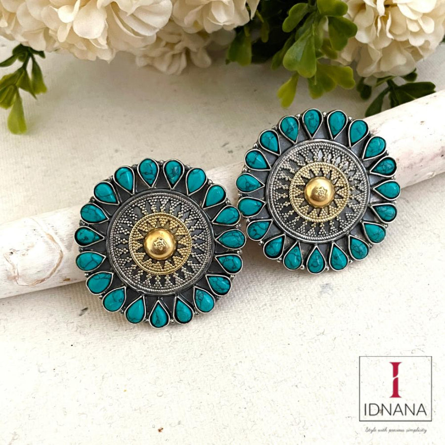 DUAL TONE RAVA TURQUOISE STUDS