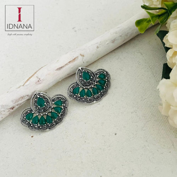 GREEN AND WHITE MARCASITE CHANDBALIS