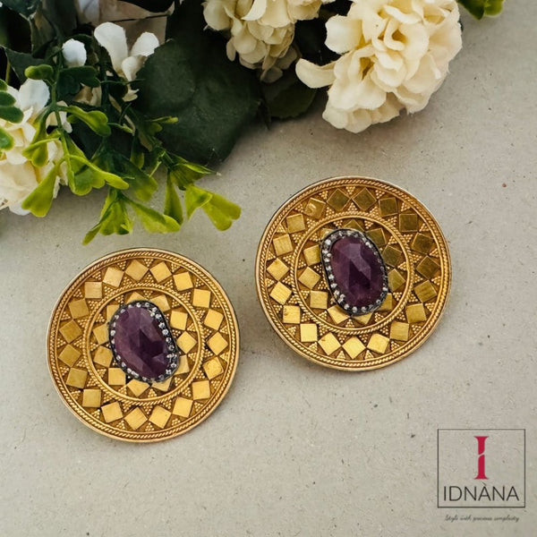 GOLD PLATED PINK SAPPHIRE STUDS