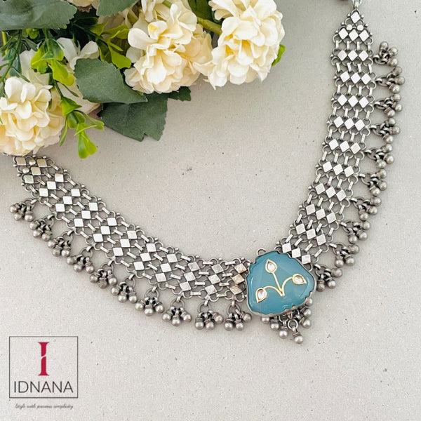 AQUAMARINE INLAY KUNDAN COLLAR STATEMENT