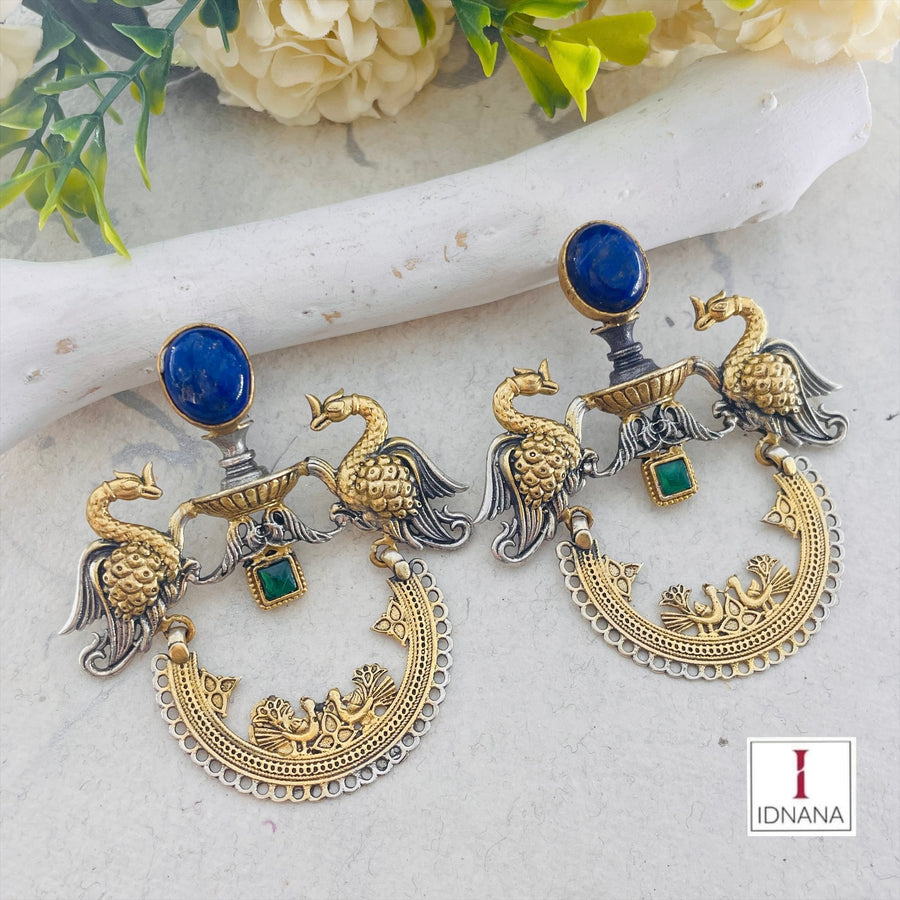 DUAL TONE LAPIS LAZULI EMERALD DOUBLET PEACOCK CHANDBALIS