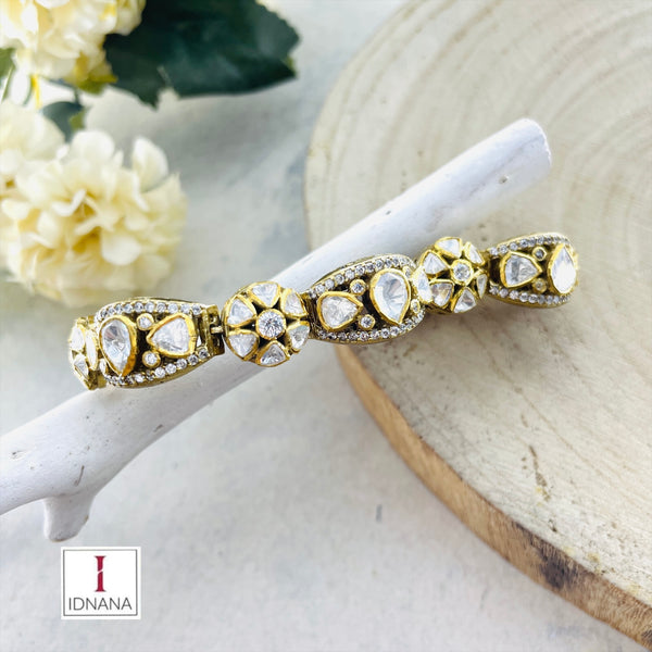 GOLD PLATED FLORAL MOISSANITE BRACELET (2.4 OPENABLE)