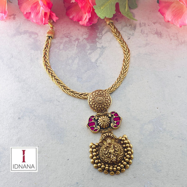 PINK KUNDAN GOLD PLATED KOLHAPURI NAGRU COLLAR NECKLACE
