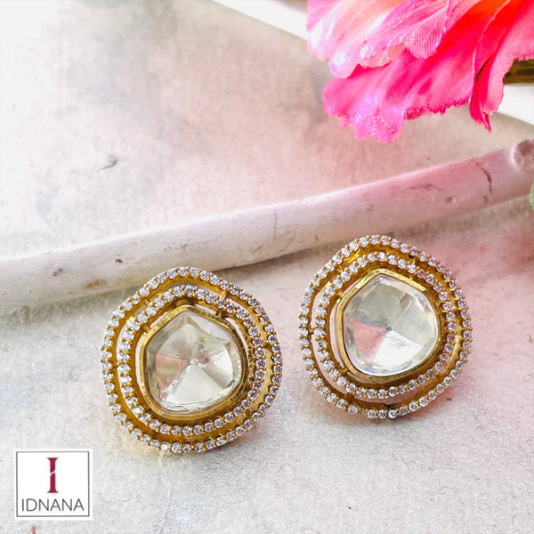 GOLD PLATED MOISSANITE CUBIC ZIRCONIA STUDS